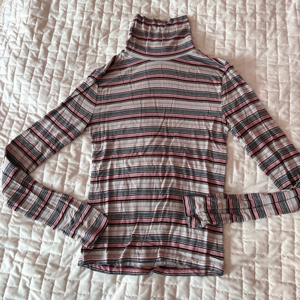Forever 21 Multicolor Striped Turtleneck Blouse